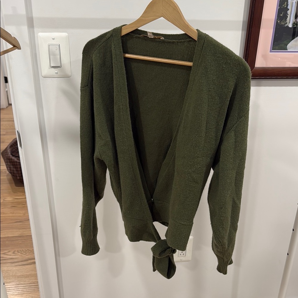 Wayf Green Knit Cardigan Sweater